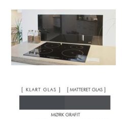 MØRK GRAFIT stænkpanel firkantet JERNFRIT- glas,- Laves i alle størrelser