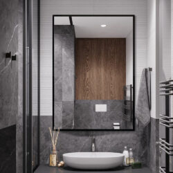 Koniseur spejl med 0,5 cm sort Aluminiumsramme