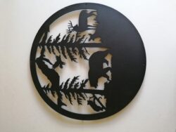 Skovens dyr i sort pulverlarkert Ø 50 cm