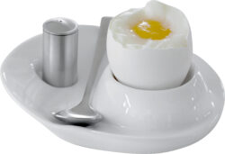 Steel Function Æggebæger i porcelæn - Inkl. ske og lille saltbøsse