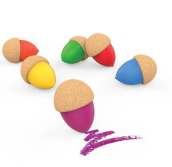 Bæredygtige farveblyanter til børn - farverne har samme facon som agern