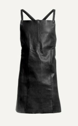 Håndlavet  læder forklæde i Sort