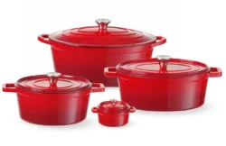 Støbejernsgryde rød emajle, Hendi - flere størrelser