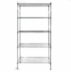 Reol med 5 hylder i forkromet jern - 455 x 910 x 1830 mm