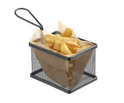 Friturekurv til servering - Sort, firkantet 12 x 10 x 8,5 cm.