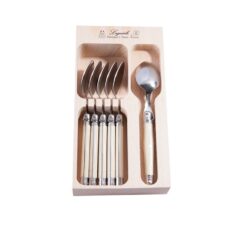 6 stk. Laguiole Debutant kaffeske i trækasse - Ivory