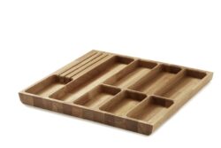 MASSIVTRÆ EGE SKUFFE INDSATS TIL BESTIK SAMT 1 STORRUM & 3 KNIVE -  -  LB: ca. 518/520x472mm