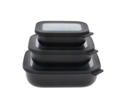 Mepal Cirqula lav Rekt. skålesæt m.låg 3 stk. Sort