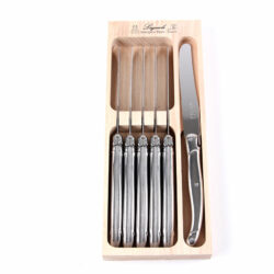6 stk. Laguiole Debutant bordknive i trækasse - rustfrit stål