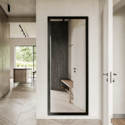 Koniseur spejl med sort ramme - 80x180 cm