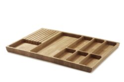 MASSIVTRÆ EGE SKUFFE INDSATS TIL BESTIK SAMT 1 STORRUM & 7 KNIVE - LB: ca. 718/720x472mm