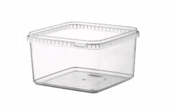 Plastbøtte firkantet klar, 3000 ml u/ låg