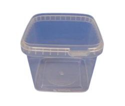 Plastbøtte firkantet i klar 1150 ml u/låg