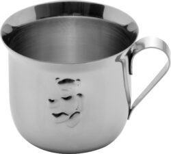 Børnekop med bamsemotiv i rustfrit stål